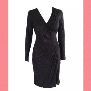 🎀Calvin Klein Black Sparkle Wrap Dress 10 EUC🎀